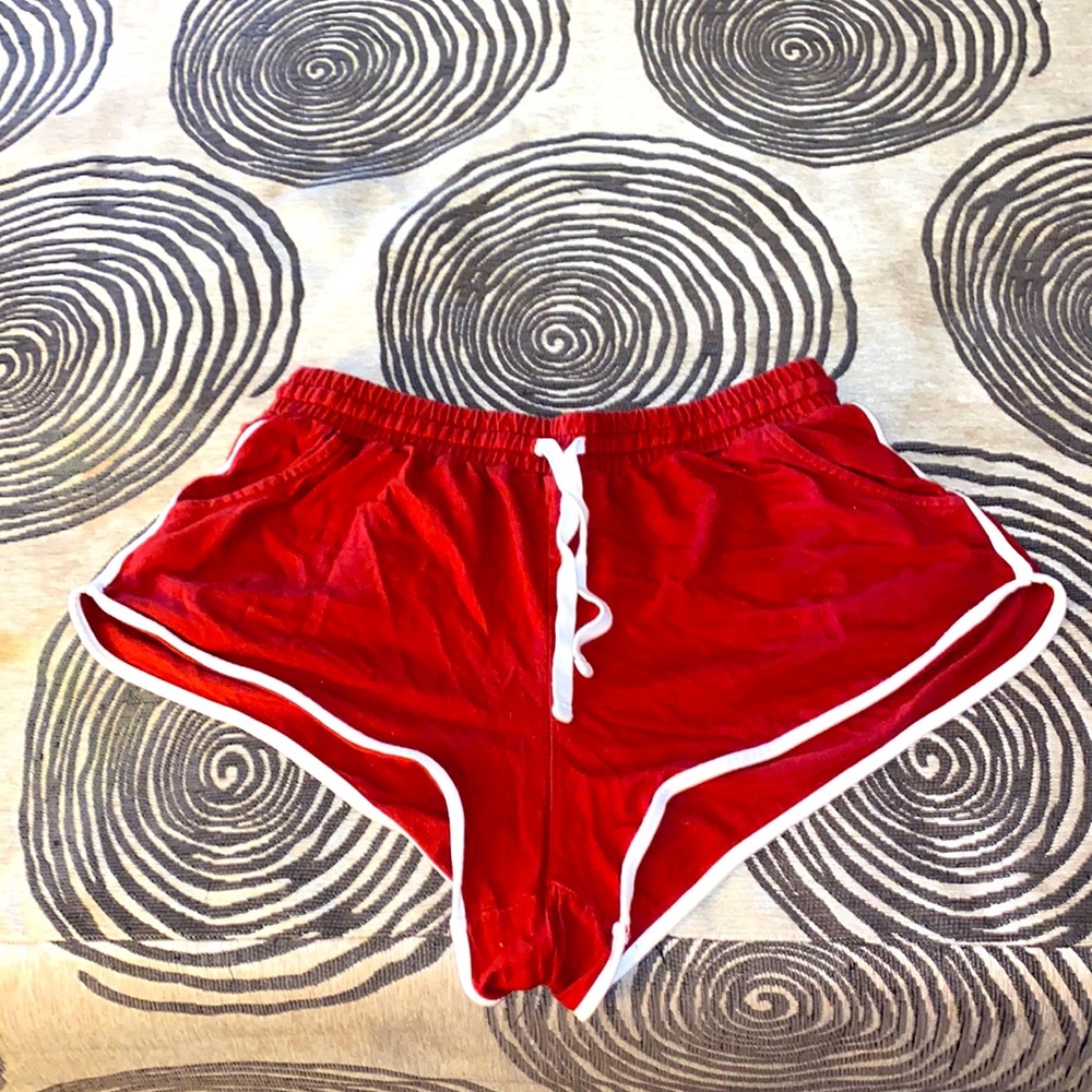 red sporty shorts